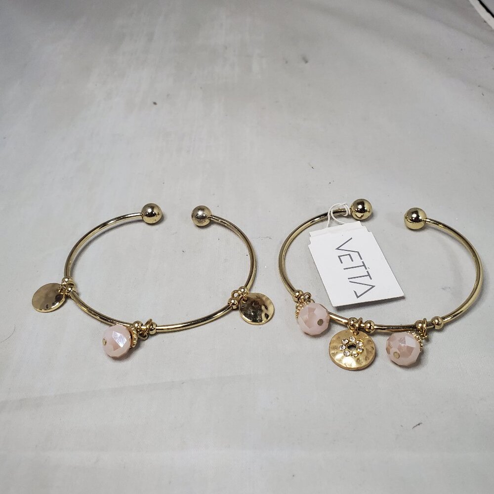 Vetta gold-toned  open-cuff bracelets .set of 2pcs